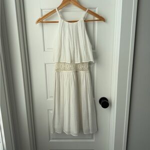 BCX White Layered Dress with Crochet Waist